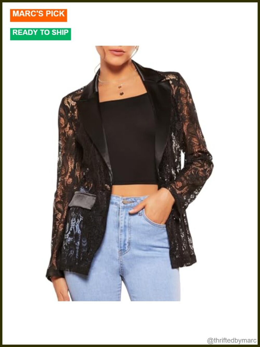 Floral Lace Blazer Single Button Sheer Mesh Jacket Long Sleeve